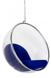 FOTOLIU SUSPENDAT BUBBLE, ALBASTRU/TRANSPARENT/CROM, DIN ACRIL SI CASMIR, STIL MODERN - Img 1