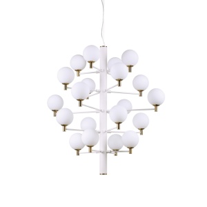 LUSTRA COPERNICO SP20, ALB/ALAMA, DIN METAL SI STICLA, STIL MODERN