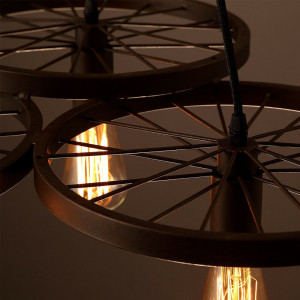 LUSTRA CU 3 BECURI CIRCLE INDUSTRIAL APP213-3CP, 140x30x18 cm, NEGRU, DIN METAL, STIL MODERN, TU - Img 6