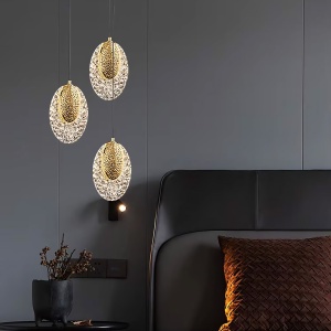 Lustră cu Cristale Suspendată LED G088-1CP Złota - Img 4