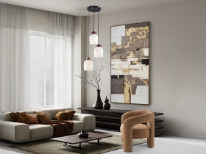 LUSTRA LIVING ROTUNDA DUNIA 36CM, REALIZATA DIN METAL SI CERAMICA, FINISAJ MARO, STIL MODERN - Img 2