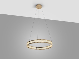 LUSTRA LORIAN, 55/150 CM, AURIU, DIN STICLA, OTEL SI ALUMINIU, STIL MODERN - Img 3