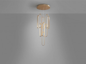 LUSTRA/PLAFONIERA COLETTE, SCHULLER, 50CM, AURIU ROSE/OPAL, METAL SI ALUMINIU, STIL MODERN - Img 7