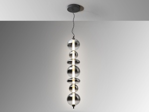 LUSTRA/PLAFONIERA GLADIS, 50/220 CM, NEGRU MAT/FUMURIU, DIN METAL SI STICLA, STIL MODERN - Img 5