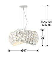 LUSTRA/PLAFONIERA NARISA, 47 CM, ALB MAT/OPAL, DIN METAL SI ACRIL, STIL MODERN - Img 3