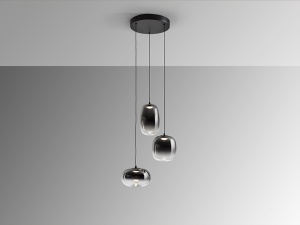 LUSTRA/PLAFONIERA ONICE, 35/220 CM, NEGRU MAT/FUMURIU, DIN METAL SI STICLA, STIL MODERN - Img 4