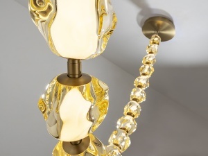 LUSTRA/PLAFONIERA ZARIA II, CULOARE BRONZ/AURIU, DIN METAL SI ACRIL, STIL MODERN - Img 3
