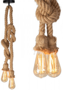 LUSTRA ROPE APP419-2CP, 100 cm, NEGRU SI MARO/NATURAL, DIN FRANGHIE/TEXTIL SI METAL, STIL MODERN, TU