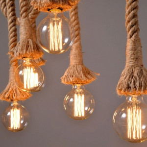 LUSTRA ROPE APP419-2CP, 100 cm, NEGRU SI MARO/NATURAL, DIN FRANGHIE/TEXTIL SI METAL, STIL MODERN, TU - Img 7