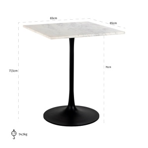 MASA BISTRO CARLTEN, NEGRU/ALB, 65X65, 825229, CONFECTIONATA DIN METAL, MDF SI MARMURA ALBA, STIL MODERN - Img 4