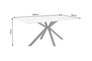 MASA DE DINING GALAXIE 160CM, DIN METAL SI CERAMICA, CULOARE ALB/NEGRU, INVICTA INTERIOR - Img 4