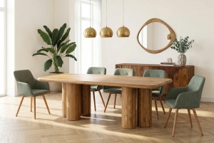 MASA DE SUFRAGERIE, ART DECO 240CM, REALIZATA DIN LEMN MASIV DE MANGO, CULOARE NATUR, ARTIM GROUP SELECTION - Img 5