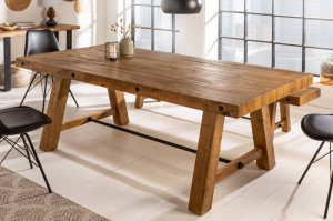 MASA DEOSEBITA, FINCA 165CM, DIN LEMN MASIV DE PIN, VINTAGE MARO, STIL INDUSTRIAL - Img 2