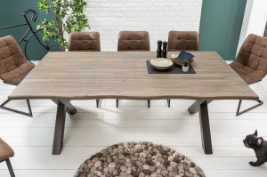 MASA DIN LEMN MASIV DE SALCAM, 160CM GENESIS GREY, COD 39789, STIL VINTAGE - Img 2