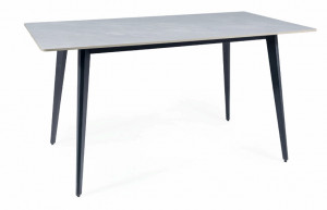 MASA DINING, 140 CM, EFECT DE MARMURA GRI/NEGRU MAT, BLAT DIN CERAMICA SI PICIOARE DIN METAL, STIL MODERN - Img 5