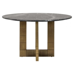 MASA DINING COLLADA, 130 CM, EFECT DE MARMURA NEAGRA/AURIU ANTICHIZAT, DIN MARMURA SI METAL, RICHMOND INTERIORS - Img 4