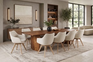 MASA DINING DIAMOND 240CM, REALIZATA DIN LEMN MASIV DE TRANDAFIR, CULOARE NATUR, INVICTA INTERIOR - Img 7