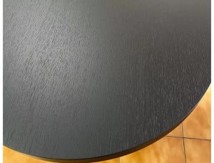 MASA DINING EXTENSIBILA, 100/250 CM, NEAGRA, BLAT DIN FURNIR NATURAL SI PICIOARE DIN METAL, STIL MODERN - Img 6