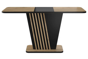 MASA DINING EXTENSIBILA, 125/170 CM, STEJAR ATISAN/NEGRU, DIN PAL LAMINAT, STIL MODERN - Img 2
