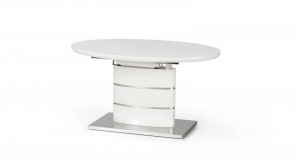 MASA DINING EXTENSIBILA ASPEN, ALB/CROM, 140/180 CM, BLAT DIN MDF LACUIT SI PICIOR DIN METAL, STIL MODERN - Img 2