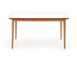 MASA DINING EXTENSIBILA BRADLEY, ALB/STEJAR LEFKAS, 140/185 CM, BLAT DIN MDF SI PICIOARE DIN LEMN MASIV, STIL CLASIC - Img 7