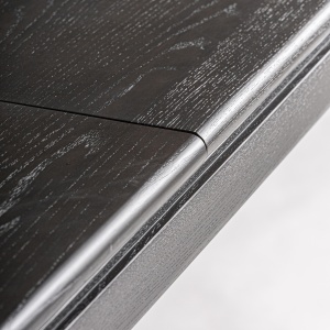 MASA DINING EXTENSIBILA BUKEN, NEAGRA, REF. 36078 PRELUCRATA MANUAL, CONFECTIONATA DIN LEMN DE FRASIN NEGRU, LEMN DE HEVEA SI FURNIR, STIL MODERN - Img 7