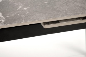 MASA DINING EXTENSIBILA FELIX, 141-201 CM, EFECT DE MARMURA GRI/NEGRU, DIN MARMURA, STICLA SI METAL, STIL MODERN - Img 4