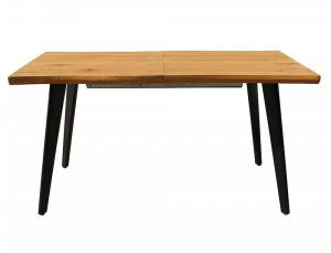 MASA DINING EXTENSIBILA FRESNO, 120/180 CM, STEJAR/NEGRU, BLAT DIN MDF, FURNIR SI PICIOARE DIN METAL, STIL MODERN - Img 4
