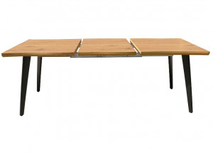 MASA DINING EXTENSIBILA FRESNO, 150/210 CM, STEJAR/NEGRU, BLAT DIN MDF, FURNIR SI PICIOARE DIN METAL, STIL MODERN - Img 4