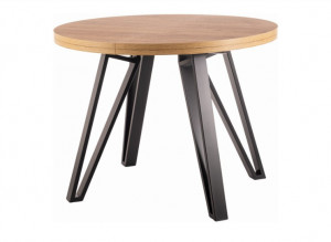 MASA DINING EXTENSIBILA GALAXY, 100/168 CM, STEJAR ARTISAN/NEGRU, BLAT DIN PAL LAMINAT SI PICIOARE DIN METAL, STIL MODERN - Img 4