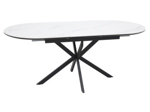 MASA DINING EXTENSIBILA GASTON, 140/180 CM ALB/NEGRU MAT, BLAT DIN CERAMICA SI PICIOARE DIN METAL, STIL MODERN - Img 2
