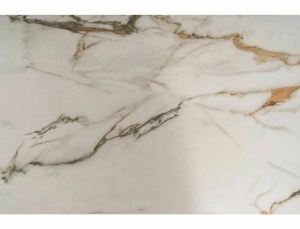 MASA DINING EXTENSIBILA INFINITY, 160/240 CM, EFECT DE MARMURA ALBA-AURIU/CUPRU, DIN CERAMICA, STICLA SI METAL, SIGNAL - Img 8