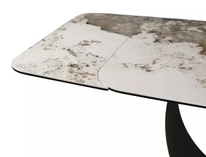 MASA DINING EXTENSIBILA INFINITY, 160/240 CM, EFECT DE MARMURA PANDORO/CUPRU, DIN CERAMICA, STICLA SI METAL, STIL MODERN - Img 9