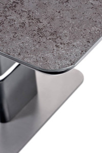 MASA DINING EXTENSIBILA MARTIN, GRI INCHIS/NEGRU, 160/200 CM, BLAT DIN STICLA, MDF SI PICIOR DIN METAL, STIL MODERN - Img 8