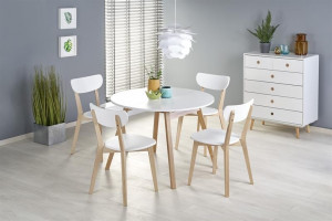 MASA DINING EXTENSIBILA RUBEN, STEJAR MIERE/ALB, 102/142 CM, BLAT DIN PAL SI PICIOARE DIN LEMN MASIV , STIL VINTAGE