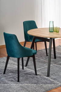 MASA DINING EXTENSIBILA RUBEN, STEJAR/NEGRU, 102/142 CM, BLAT DIN PAL SI PICIOARE DIN LEMN MASIV , STIL VINTAGE - Img 6