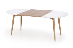 MASA DINING EXTENSIBILA STIL CALIBER, 160/200 CM, STEJAR SAN REMO/ALB, DIN MDF LAMINAT SI METAL, STIL MODERN - Img 8