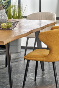 MASA DINING EXTENSIBILA STIL DICKSON 2, STEJAR NATURAL/NEGRU, 150/210 CM, BLAT DIN MDF SI PICIOARE DIN METAL, STIL MODERN - Img 4