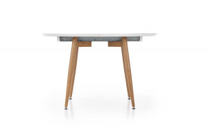 MASA DINING EXTENSIBILA STIL EDWARD, STEJAR MIERE/ALB, 120/200 CM, BLAT DIN MDF SI PICIOARE DIN METAL , STIL MODERN - Img 4