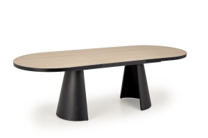 MASA DINING EXTENSIBILA STIL GIACOMO, 180-240 CM, NATURAL/NEGRU, DIN MDF FURNIRUIT SI METAL, STIL MODERN - Img 5