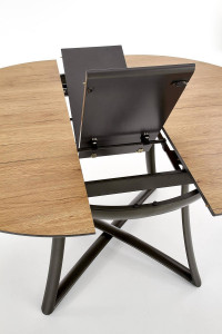 MASA DINING EXTENSIBILA STIL MORETTI, STEJAR AURIU/GRI/NEGRU, 118/148 CM, BLAT DIN MDF SI PICIOARE DIN METAL, STIL VINTAGE - Img 8