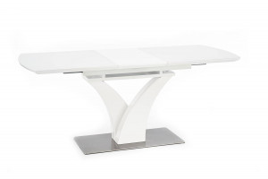 MASA DINING EXTENSIBILA STIL PALERMO, ALB MAT/CROM, 140/180 CM, DIN STICLA, MDF SI METAL, STIL MODERN - Img 6