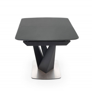 MASA DINING EXTENSIBILA STIL PATRIZIO, GRI INCHIS/NEGRU, 160/200 CM, BLAT DIN STICLA, MDF SI PICIOARE DIN METAL, STIL MODERN - Img 7