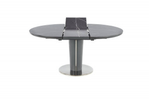 MASA DINING EXTENSIBILA STIL RICARDO, CU EFECT DE MARMURA GRI/GRI, 120/160 CM, DIN MDF, STICLA SI METAL, STIL MODERN - Img 8