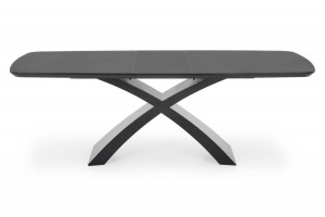 MASA DINING EXTENSIBILA STIL SILVESTRO, GRI INCHIS/NEGRU, 180/220 CM, BLAT DIN STICLA, MDF SI PICIOR DIN METAL, STIL MODERN - Img 8