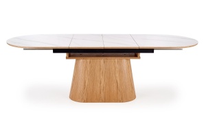 MASA DINING EXTENSIBILA STIL SIRIUS, STEJAR NATURAL/ALB, CONFECTIONATA DIN MDF SINTETIZAT SI FURNIR, STIL MODERN - Img 6