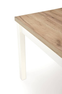 MASA DINING EXTENSIBILA STIL TIAGO, STEJAR CRAFT/ALB, 90/125 CM, BLAT DIN PAL SI PICIOARE DIN MDF, STIL VINTAGE - Img 6