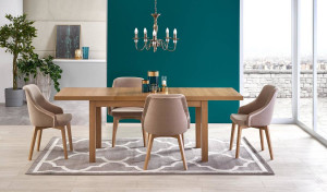 MASA DINING EXTENSIBILA TIAGO 2, STEJAR CRAFT, 140/220 CM, BLAT DIN MDF SI PICIOARE DIN MDF LAMINAT, STIL CLASIC - Img 1