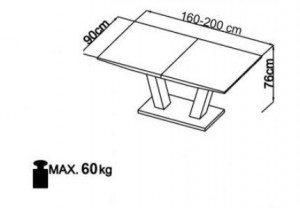 MASA DINING EXTENSIBILA VISION, ALB/CROM, 160/200 CM, BLAT DIN MDF LACUIT SI PICIOR DIN METAL, STIL MODERN - Img 4