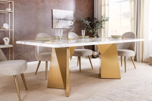 MASA DINING, EXTRAVAGANCIA 200CM, BLAT DIN MARMURA ALBA SI PICIOARE METAL, ARTIM GROUP SELECTION - Img 4